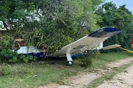 Avião com 5 ocupantes colide contra árvores momentos antes de pousar