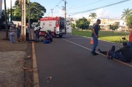 Em Arapongas, acidente,  Moto X bicicleta na rua Guaratinga