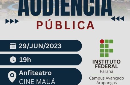 IFPR Campus Avançado Arapongas realiza audiência pública nesta quinta-feira (29).