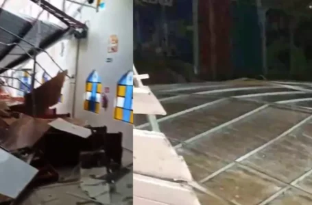 Temporal com granizo derruba teto de igreja e gera estragos em Castro – PR