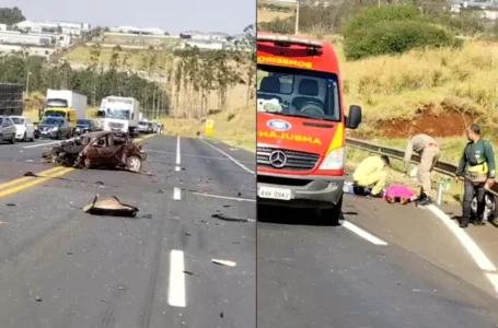 Acidente grave na PR 444,  entre um corsa e uma carreta
