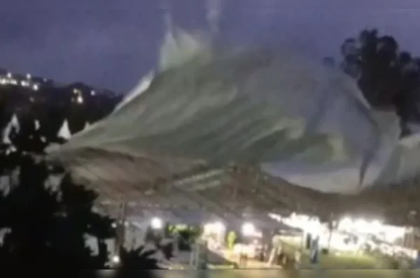 Vendaval arranca parte de estrutura da Expocam, mas festa é mantida